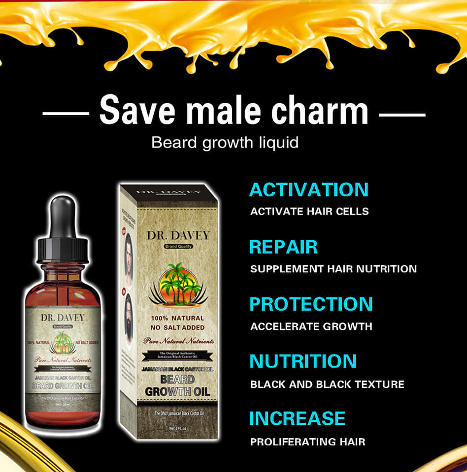 DR. DAVEY Brand Quality 100% NATURAL NO SALT ADDED BEARD GROWTH OIL